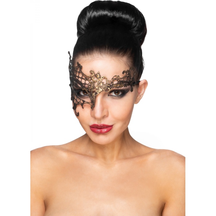 Золотистая карнавальная маска Гемма - 963-ХХ - Карнавальные маски