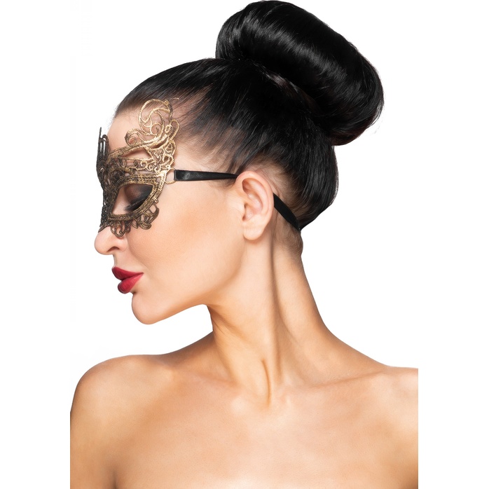 Золотистая карнавальная маска Эниф - 963-ХХ - Карнавальные маски. Фотография 2.
