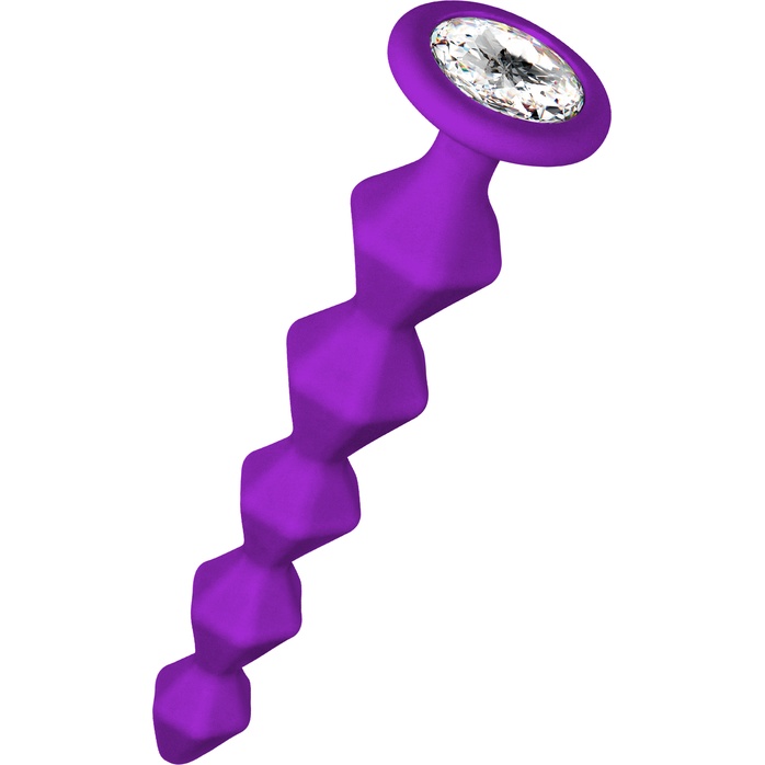 Фиолетовая анальная цепочка с кристаллом Buddy - 17,7 см - Emotions