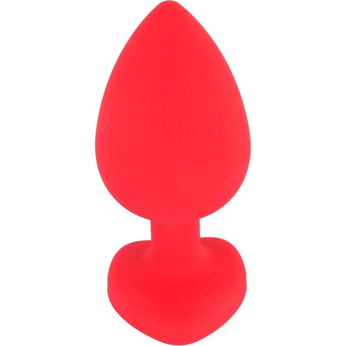 Красная силиконовая анальная пробка с черным стразом-сердечком - 9,3 см - You2Toys. Фотография 2.