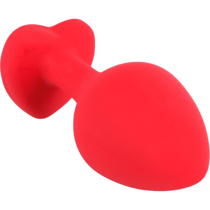 Красная силиконовая анальная пробка с черным стразом-сердечком - 7,9 см - You2Toys. Фотография 3.