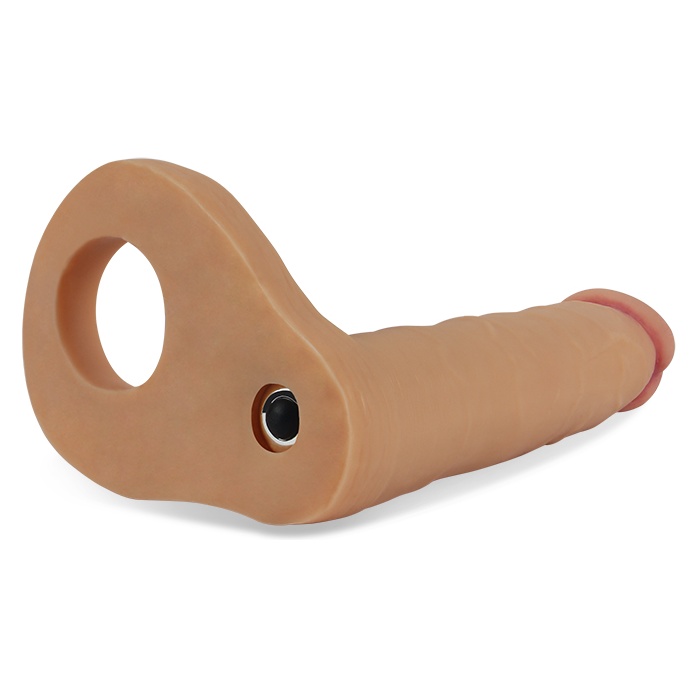 Телесная вибронасадка для двойного проникновения The Ultra Soft Double-Vibrating - 15,8 см. Фотография 4.