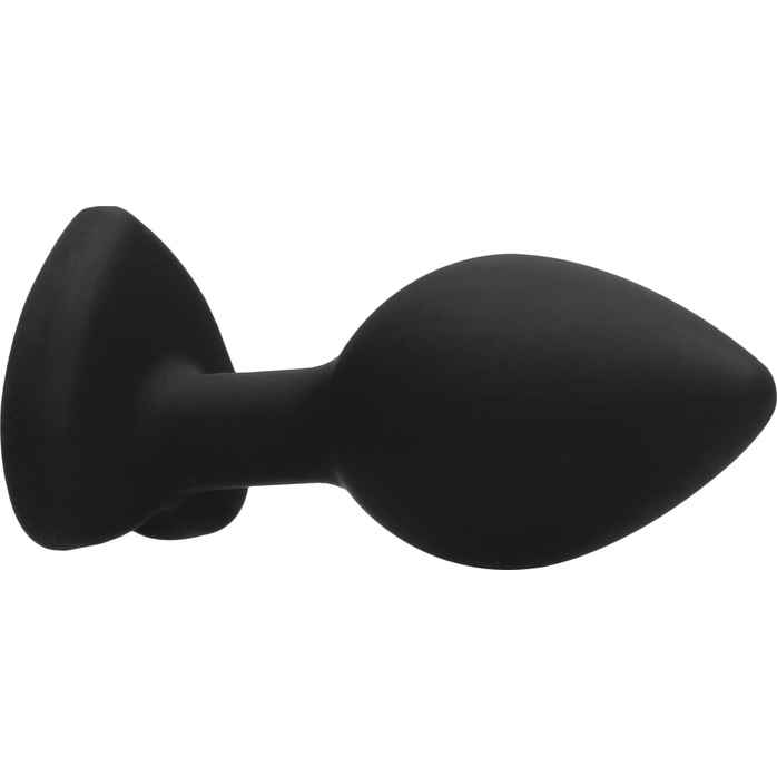 Черная анальная пробка с прозрачным стразом Diamond Heart Butt Plug - 7,3 см - Ouch!. Фотография 6.