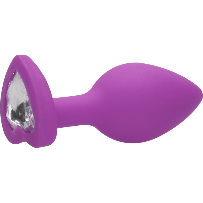 Фиолетовая анальная пробка с прозрачным стразом Diamond Heart Butt Plug - 7,3 см - Ouch!. Фотография 6.
