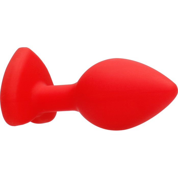 Красная анальная пробка с прозрачным стразом Diamond Heart Butt Plug - 7,3 см - Ouch!. Фотография 6.