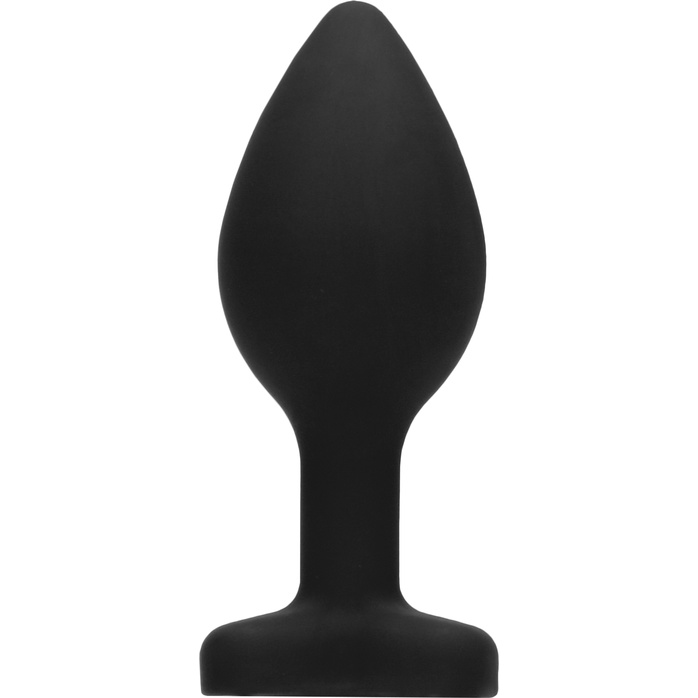 Черная анальная пробка с прозрачным стразом Large Ribbed Diamond Heart Plug - 8 см - Ouch!. Фотография 5.