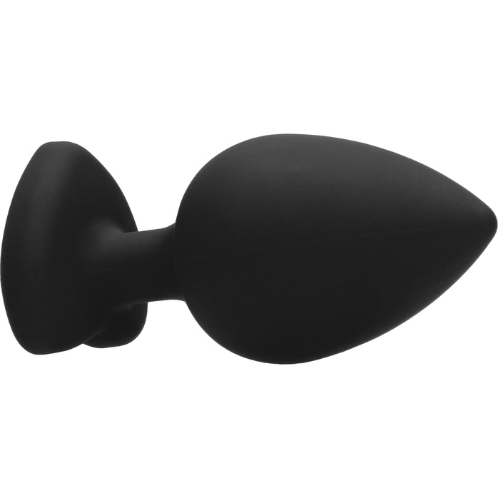 Черная анальная пробка с прозрачным стразом Extra Large Diamond Heart Butt Plug - 9,5 см - Ouch!. Фотография 6.