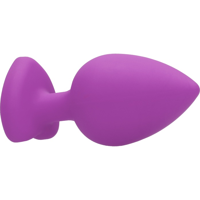 Фиолетовая анальная пробка с прозрачным стразом Extra Large Diamond Heart Butt Plug - 9,5 см - Ouch!. Фотография 6.