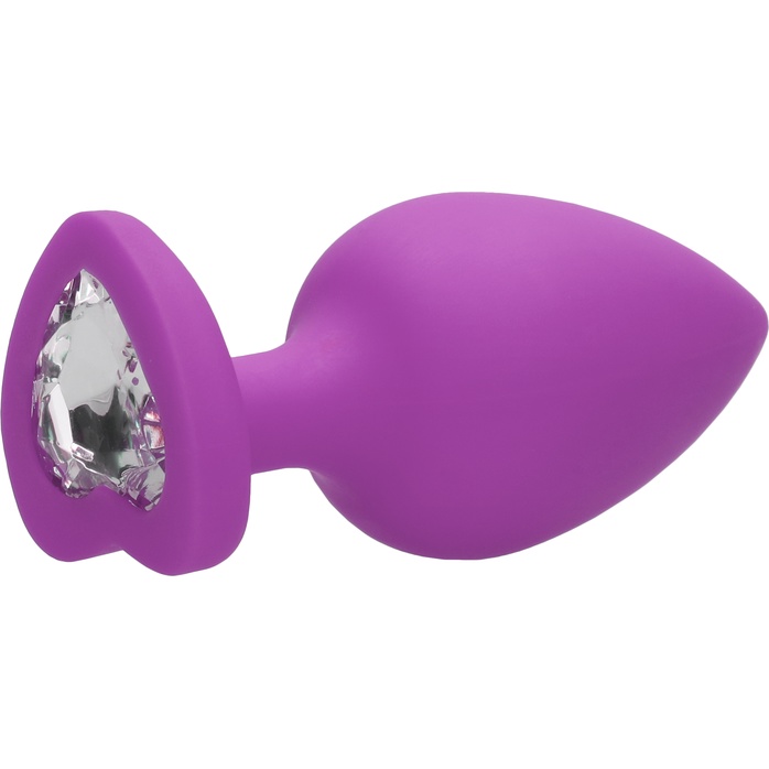 Фиолетовая анальная пробка с прозрачным стразом Extra Large Diamond Heart Butt Plug - 9,5 см - Ouch!. Фотография 7.