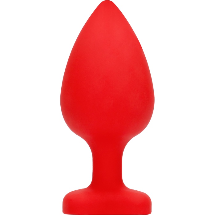 Красная анальная пробка с прозрачным стразом Extra Large Diamond Heart Butt Plug - 9,5 см - Ouch!. Фотография 5.