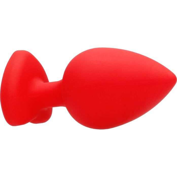 Красная анальная пробка с прозрачным стразом Extra Large Diamond Heart Butt Plug - 9,5 см - Ouch!. Фотография 6.