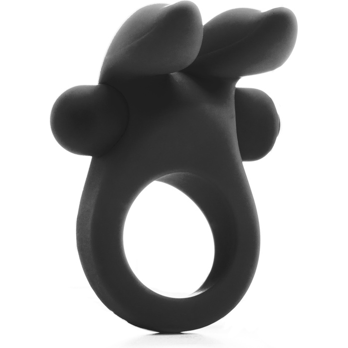 Черное эрекционное виброкольцо Rabbit Cockring - Shots Toys
