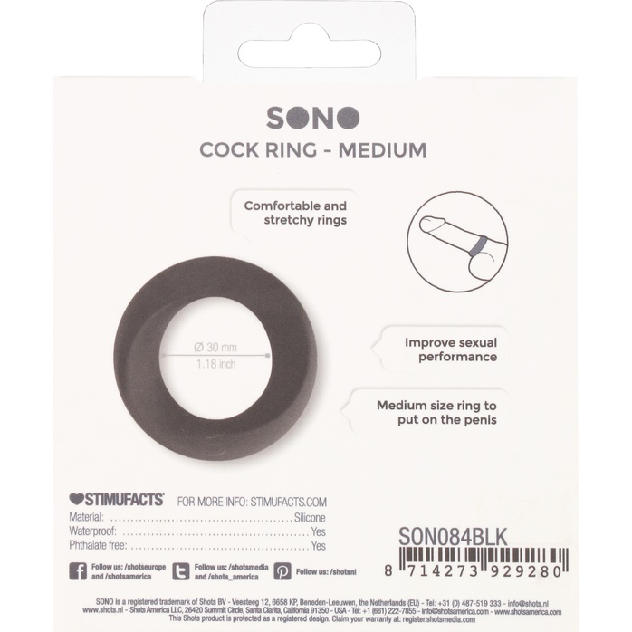 Черное эрекционное кольцо N 84 Cock Ring Medium - Sono. Фотография 5.