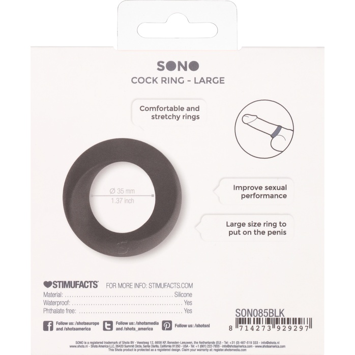 Черное эрекционное кольцо N 85 Cock Ring Large - Sono. Фотография 5.