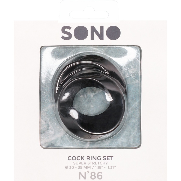 Набор из двух черных эрекционных колец N 86 Cock Ring Set - Sono. Фотография 6.