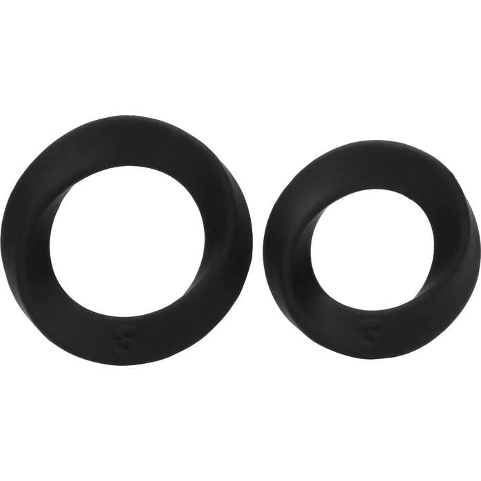 Набор из двух черных эрекционных колец N 86 Cock Ring Set - Sono