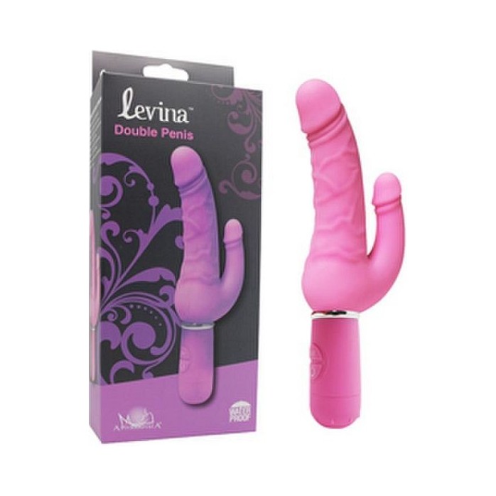 Розовый вибратор Levina Double Penis - 21,5 см. Фотография 2.