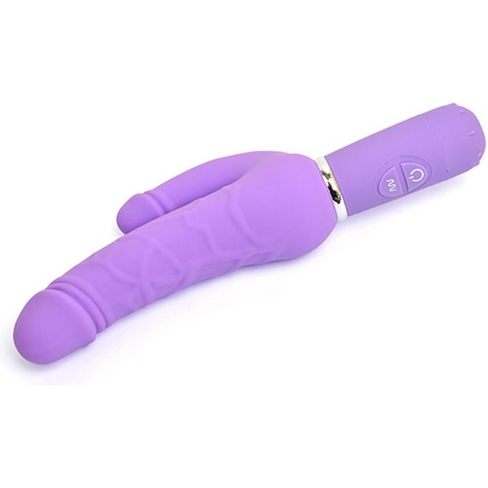 Фиолетовый вибратор Levina Double Penis - 21,5 см