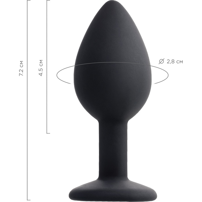 Черная анальная втулка с прозрачным стразом - 7,2 см. Фотография 4.
