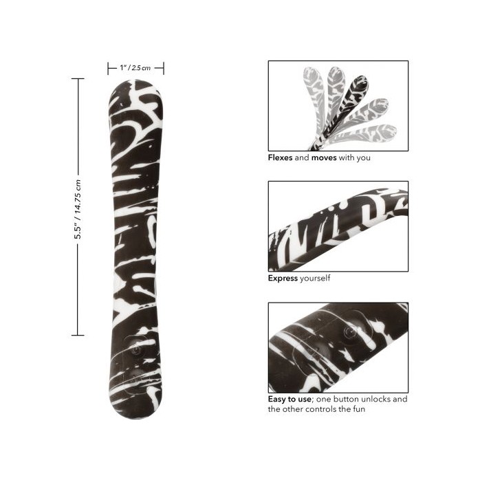 Черно-белый ультрагибкий вибромассажер Hype Flexi-Wand - 14,75 см. Фотография 2.