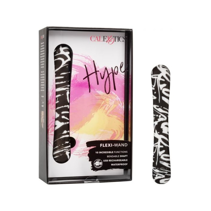 Черно-белый ультрагибкий вибромассажер Hype Flexi-Wand - 14,75 см. Фотография 3.