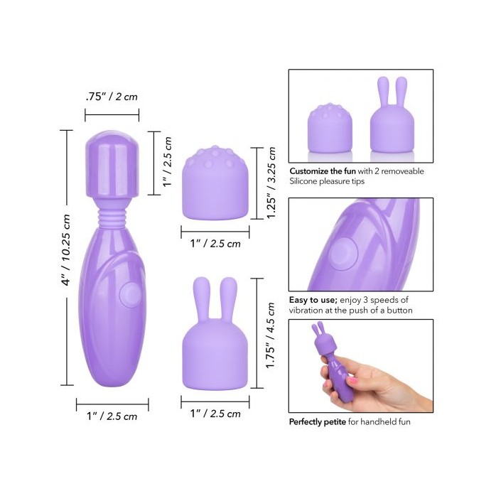 Фиолетовый мини-массажер Rechargeable Mini Massager with Attachments - Dr. Laura Berman Collection. Фотография 3.