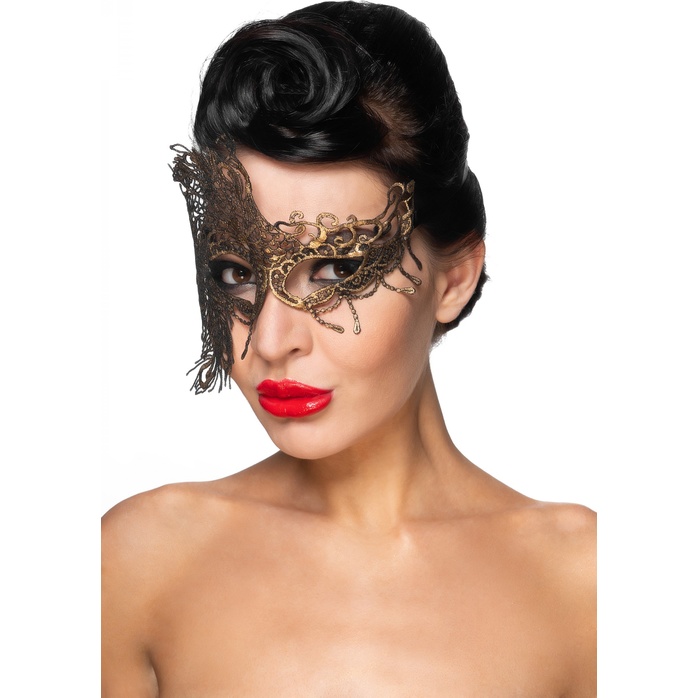 Золотистая карнавальная маска Капелла - 963-ХХ - Карнавальные маски
