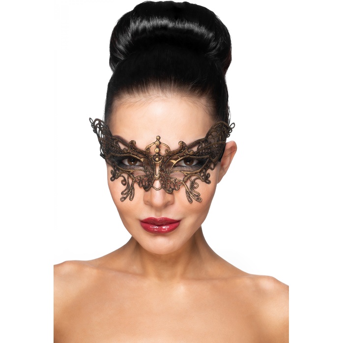 Золотистая карнавальная маска Спика - 963-ХХ - Карнавальные маски