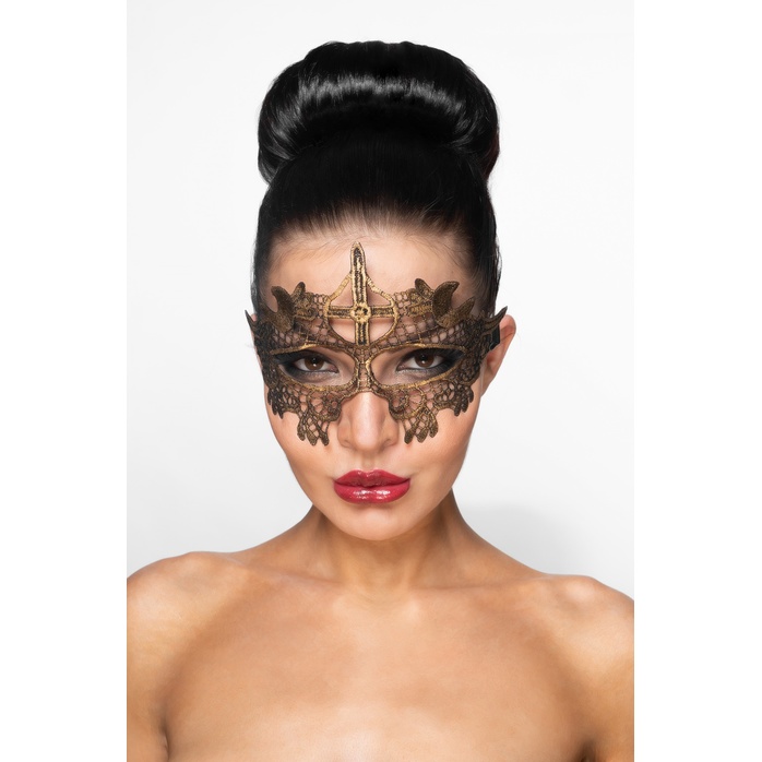 Золотистая карнавальная маска Шеретан - 963-ХХ - Карнавальные маски