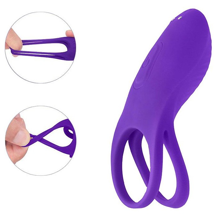 Фиолетовое эрекционное виброкольцо на пенис с пультом. Фотография 2.