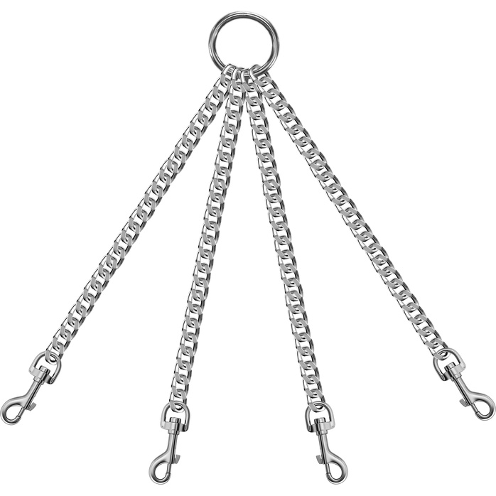 Четыре серебристые цепи на кольце с карабинами - BDSM