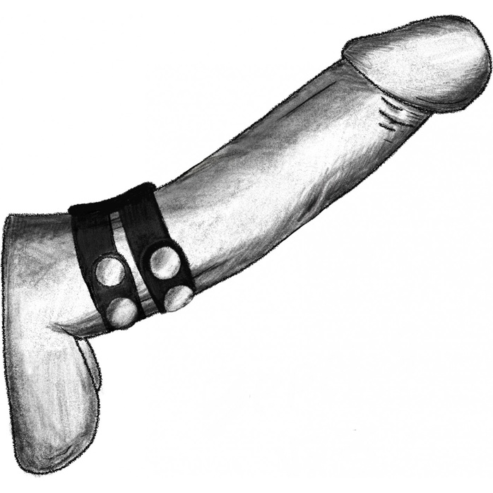 Черное широкое двойное лассо-утяжка на кнопках - BDSM. Фотография 2.