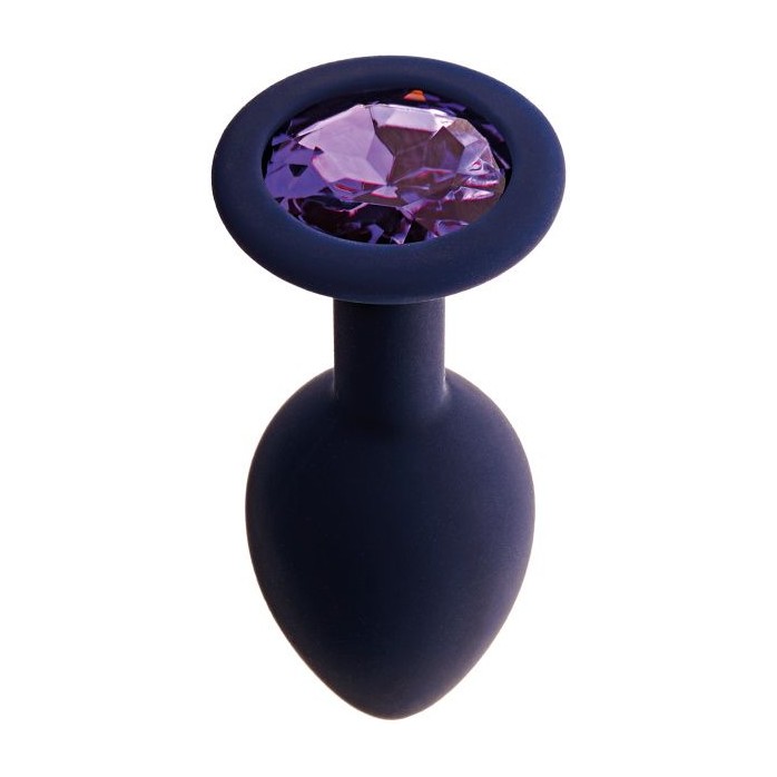 Черничная анальная пробка с фиолетовым кристаллом Gamma L - 9,4 см - Core collection