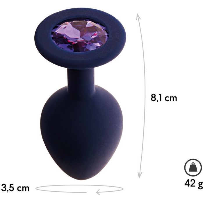 Черничная анальная пробка с фиолетовым кристаллом Gamma M - 8,1 см - Core collection. Фотография 3.