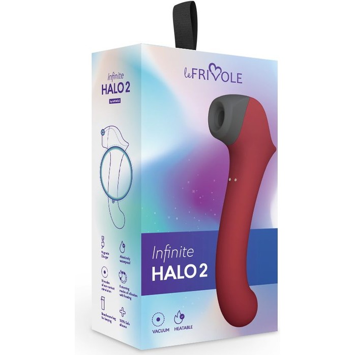 Бордовый вакуумный вибростимулятор с нагреваемой ручкой Halo 2 - 22,5 см - Infinite collection. Фотография 5.