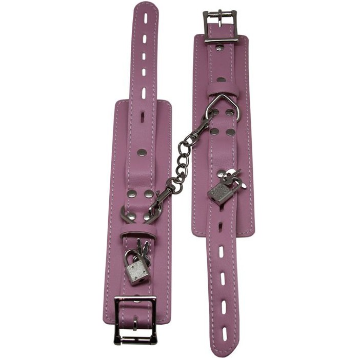 Розовые регулируемые наручники с фиксацией на карабинах. Фотография 4.