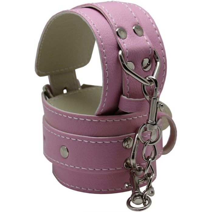 Розовые регулируемые наручники с фиксацией на карабинах. Фотография 5.