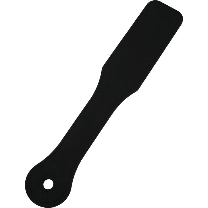 Черная гладкая силиконовая шлепалка - 33 см