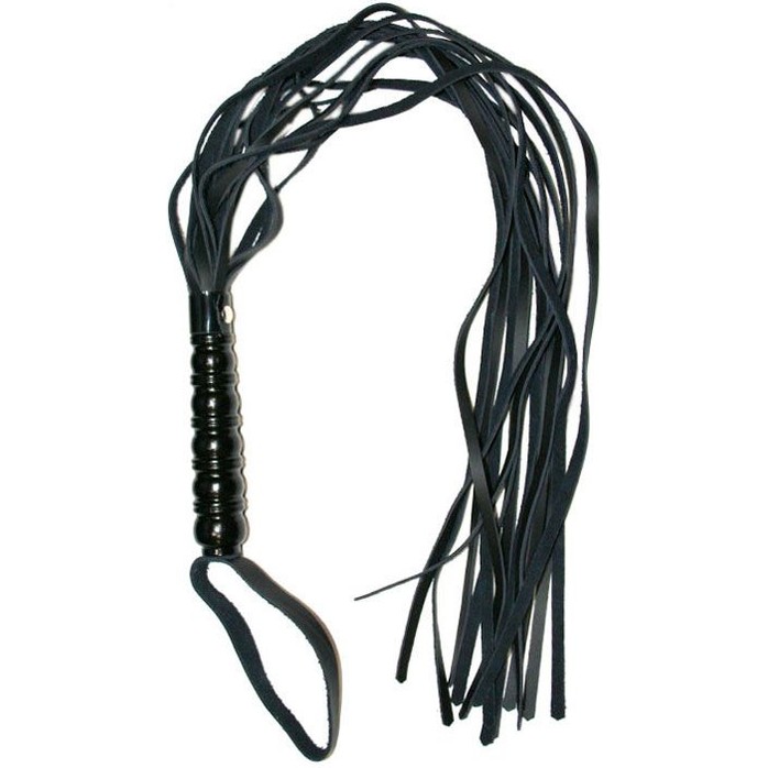 Черная многохвостовая плеть с ручкой - 82 см
