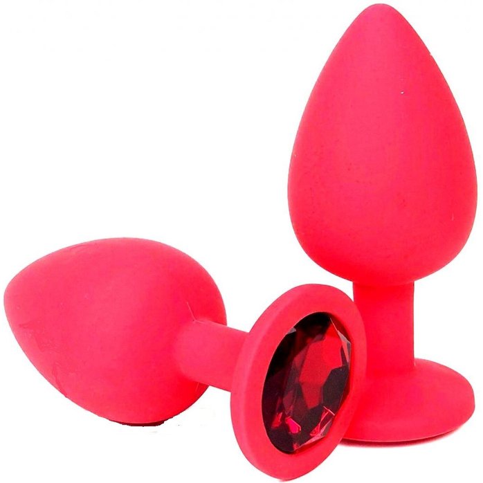 Красная силиконовая пробка с красным кристаллом - 7 см