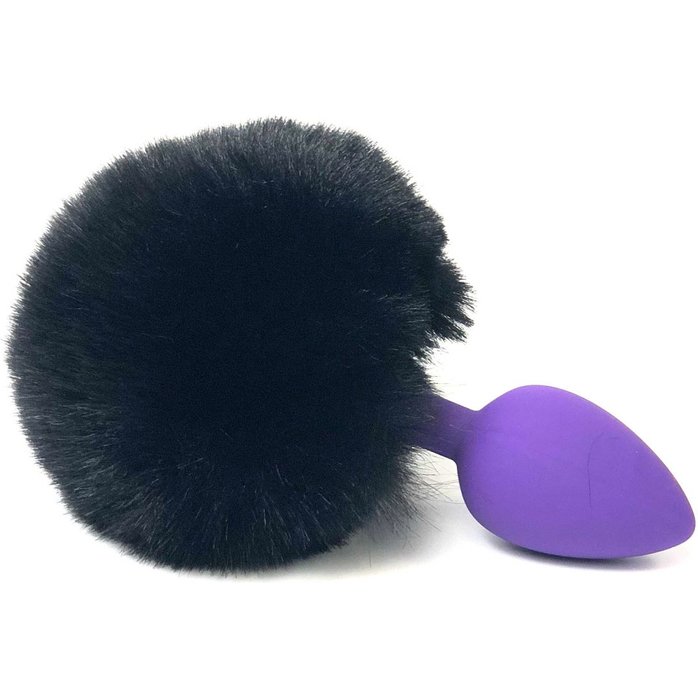 Фиолетовая анальная пробка с черным хвоcтиком зайки