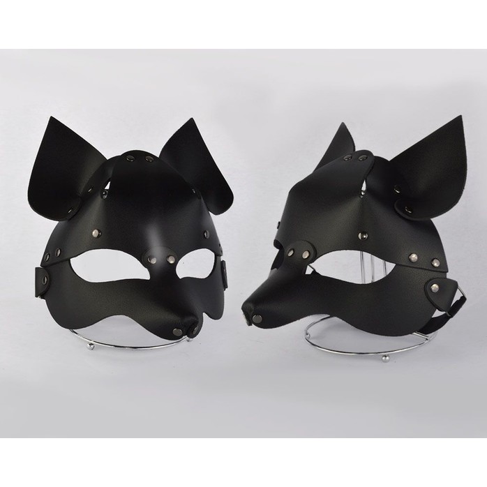 Черная кожаная маска Лиса - BDSM accessories. Фотография 3.