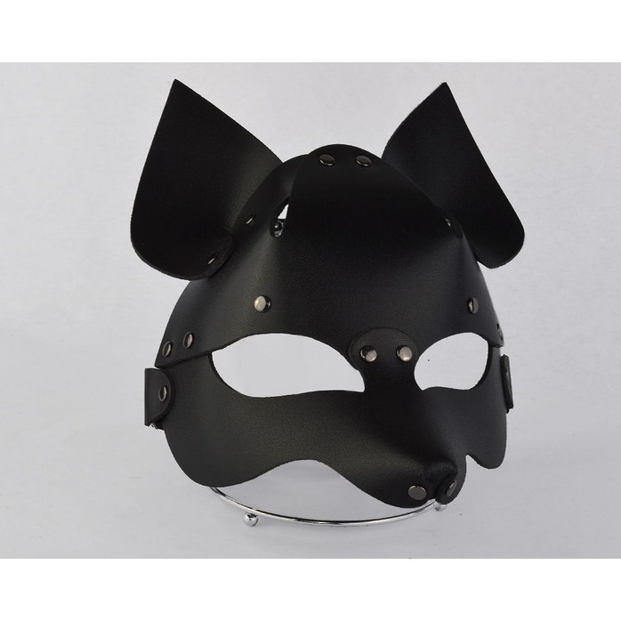 Черная кожаная маска Лиса - BDSM accessories
