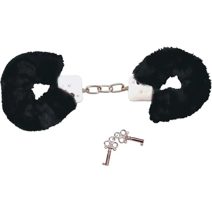Металлические наручники с черной опушкой - Bad Kitty. Фотография 2.