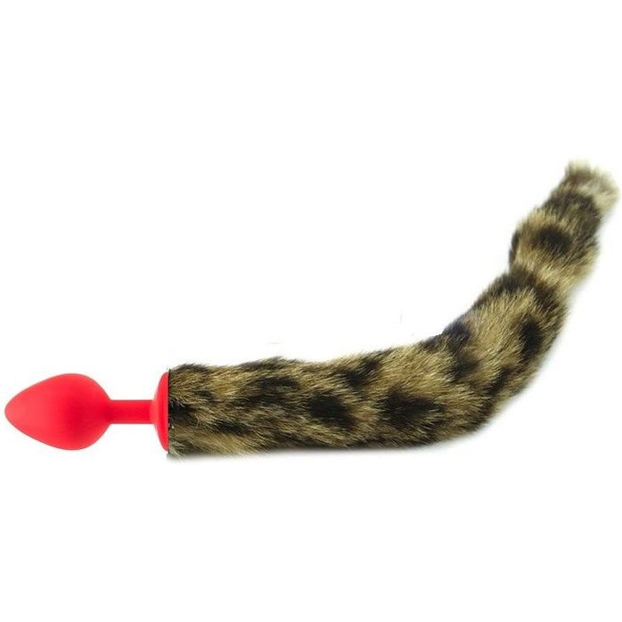Красная анальная пробка с кошачьим хвостиком