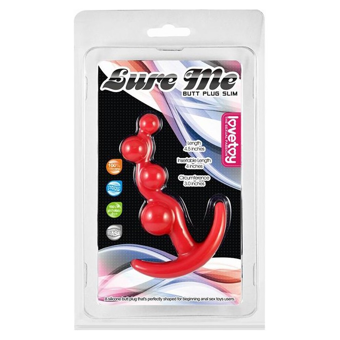 Красная анальная цепочка LURE ME Silicone Anal Toy - 10,5 см. Фотография 2.