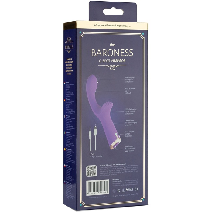 Фиолетовый вибратор The Baroness G-spot Vibrator - 19,5 см - Royals. Фотография 7.