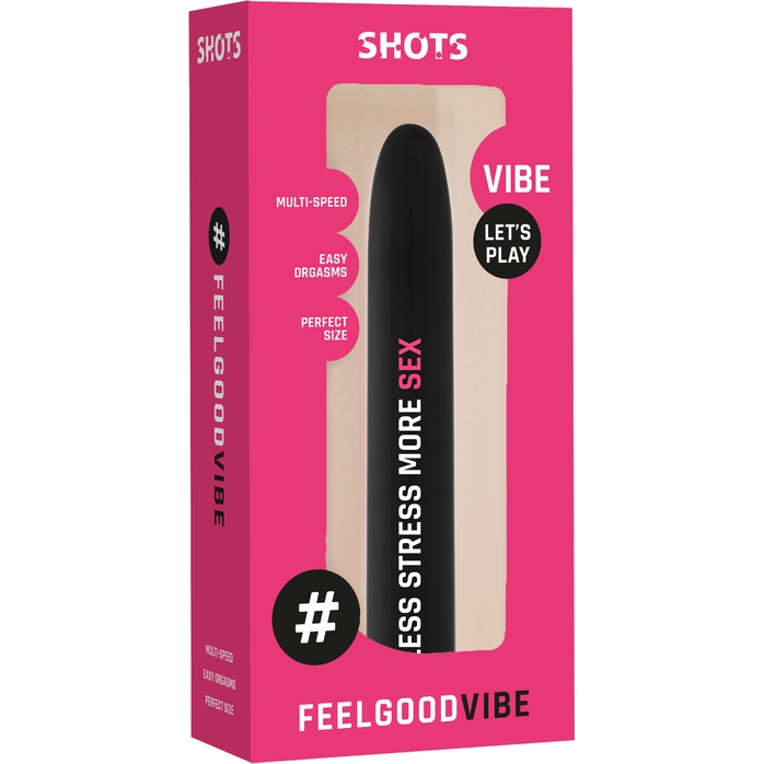 Черный гладкий вибромассажер Feelgood Vibe #Less stress more sex - 17,2 см - Feelgood Vibe. Фотография 2.