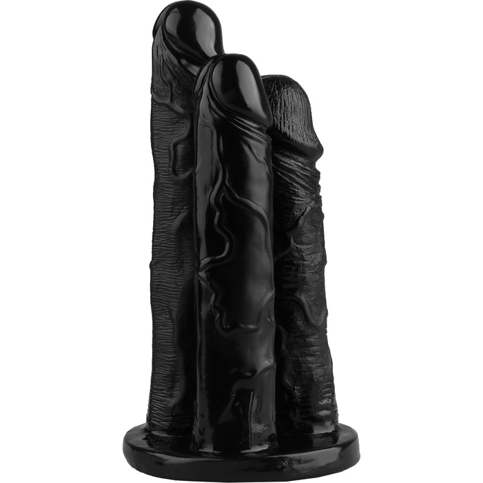 Черный тройной фаллоимитатор - 24 см - 101Х-XX - Фистинг, гиганты. Фотография 4.