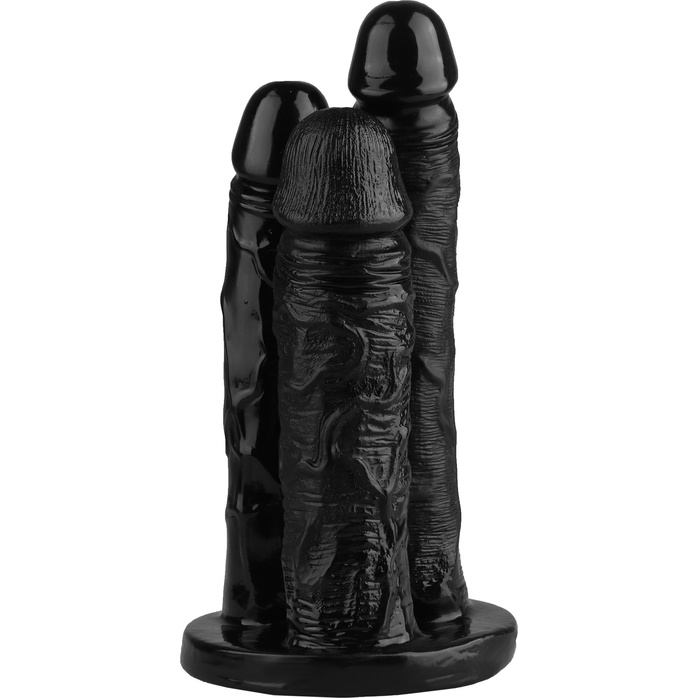 Черный тройной фаллоимитатор - 24 см - 101Х-XX - Фистинг, гиганты